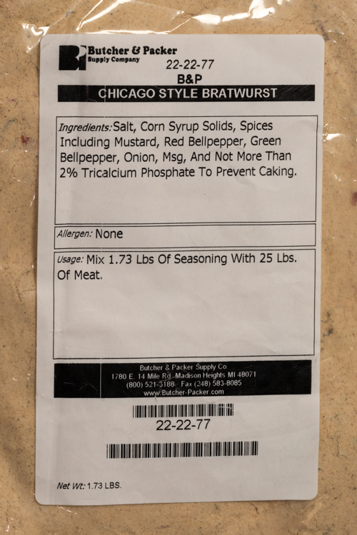 Chicago Style Bratwurst Seasoning